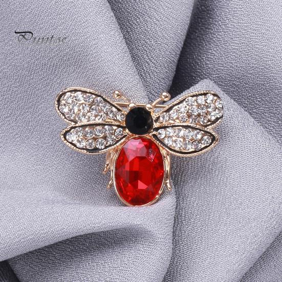 Cute Rhinestones Faux Gem Brooch Pin Bee Shape Suit Lapel Shawl Scarf Badge Wear-resistant Faux Silk Buckle Fashion Accessories