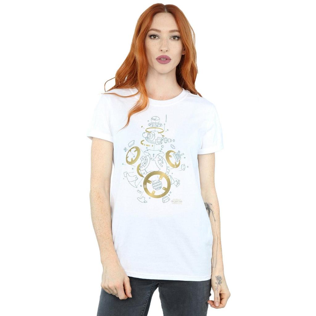 Star Wars Womens/Ladies The Last Jedi BB-8 Deconstructed Cotton Boyfriend T-Shirt