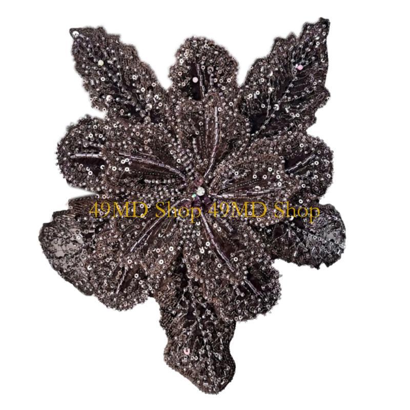 49MD Eye-Catching Flower Applique Sequined Sewing On Patches for Wedding Dress