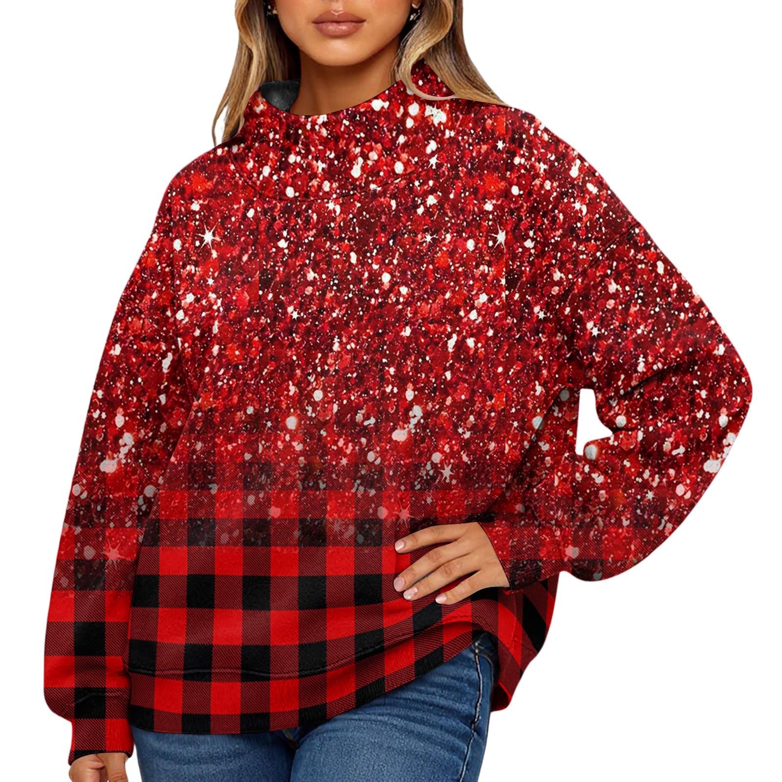 

Женский модный свитшот с длинными рукавами и высоким воротом с принтом XXL фиолетовый