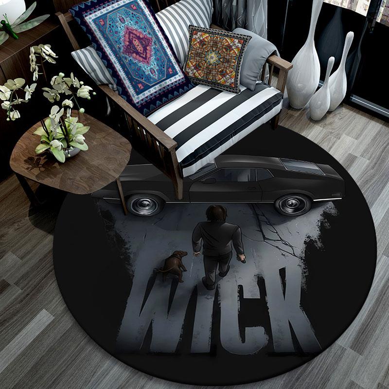 John Wick Pattern Round rug,Carpet Rug for Living Room Bedroom Playroom ,Non-slip Floor Mat,Holiday Gifts and Birthday Gifts.