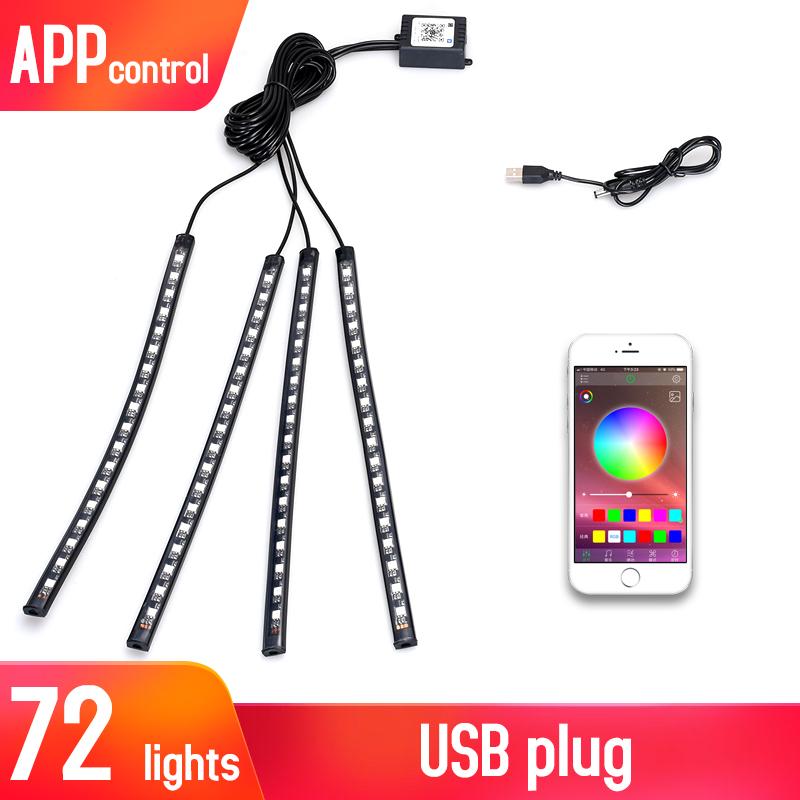 Led Car Interior Backlight With Usb Cigarette Lighter Ambient Atmosphere Mood Light Rgb Remote App Auto Foot Decorative