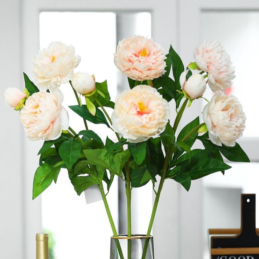 75CM Peony Silk Flowers Table Decor 3 Heads Artificial Peony Bouquet DIY Long Branch Simulation Flowers Home Wedding Decoration