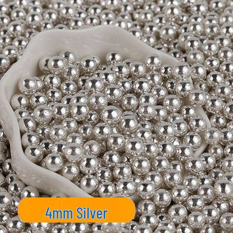 Decorações de Bolo de Pérolas de Açúcar Brancas, Douradas e Prateadas - Bolinhas Redondas para Confeitaria, Sorvete e Panificação - Pérolas de Açúcar Coloridas Mistas em Forma de Agulha.