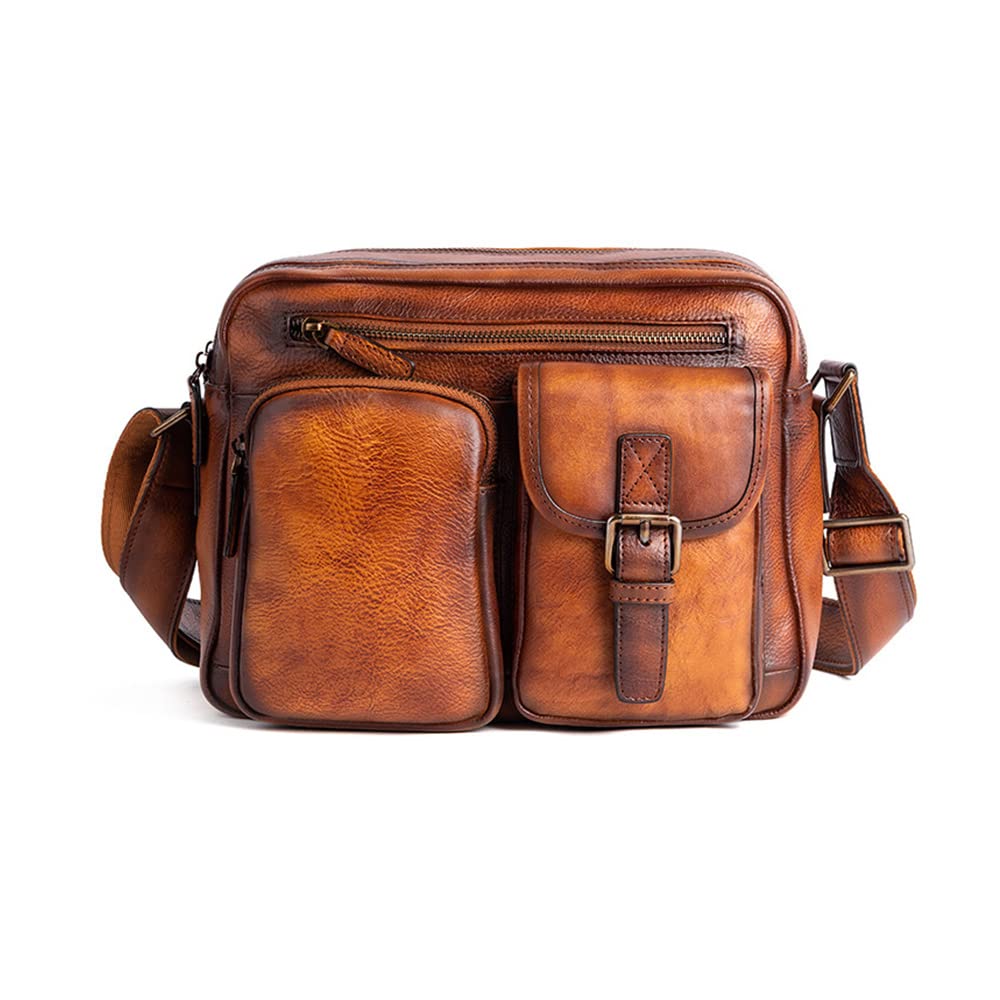 

Whatna Антикварная сумка через плечо из натуральной кожи теленка с дублением, мужская сумка-мессенджер, маленькая деловая сумка с двумя отделениями, формат A4, Идеальная