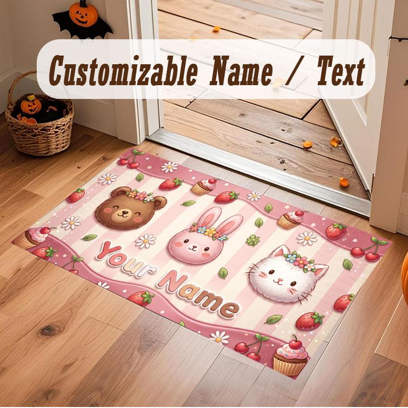 Celebration Theme Crystal Velvet Floor Rug Personalized Custom Name Text Warm Carpet Home Decoration