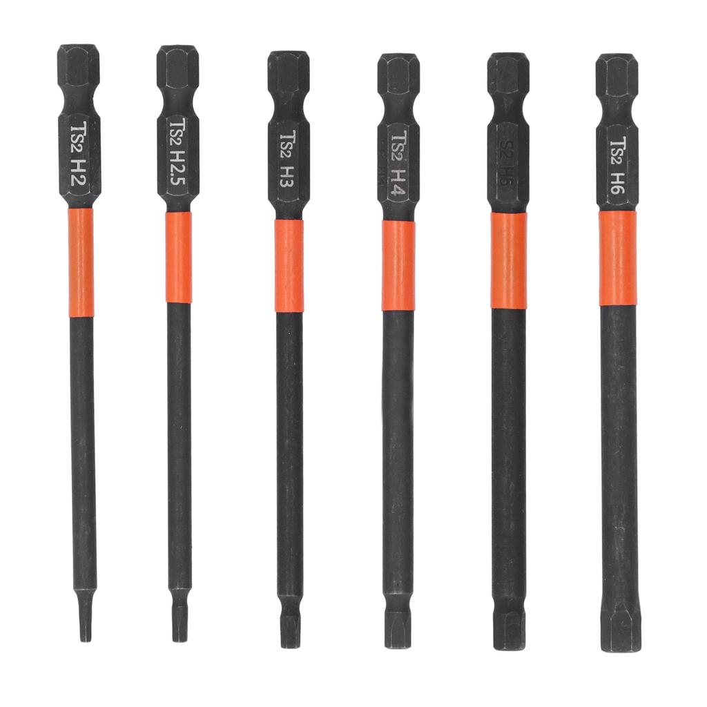 6Pcs Electric Impact Driver Cross Drill Bit Strong Magnetic Black 14in Hex Shank Screwdriver Bit