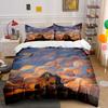 Swirling Sunset, House, Birds. Bedding Sets Duvet Cover Sets Duvet Covers Pillowcases(1 * Duvet Cover 2 * Pillowcases, Without Duvet Insert)