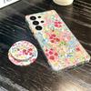 Glitter Magnetic Stand Phone Case for Samsung S25 Ultra/S23 FE - Autumn & Winter Flowers Design