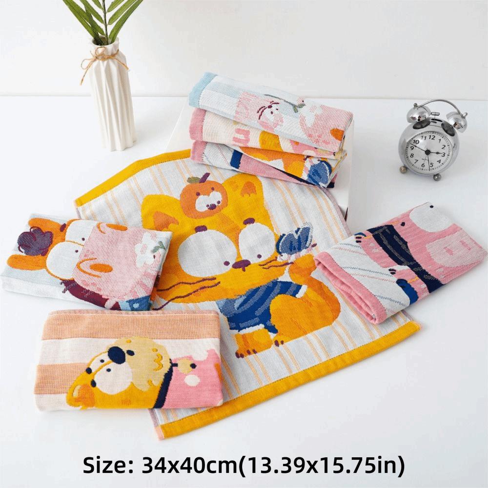Cartoon Large Hand Towel 4 Layer Cotton Gauze Tea Towel New Pure Cotton Dish Cloth Home Restaurant