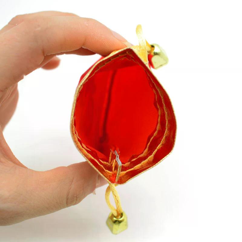 10pcs/lot Vintage Velvet Bag Gold Color Trim Drawstring Red Gift Bags Wedding Jewelry Packaging Pouches