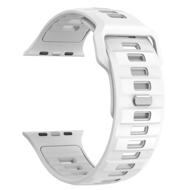 

Silicone Strap For Apple Watch Band Ultra 3 49mm 46mm 45mm 40mm 44mm 42mm 41mm Air Hole Bracelet For iWatch 11 10 9 8 7 6 SE3 49mm Ultra 3 білий
