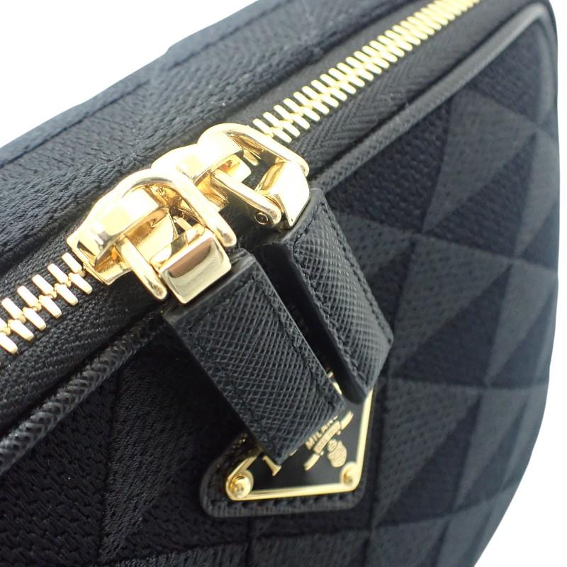 PRADA  2VH069 Shoulder Bag black polyester/Safiano mens