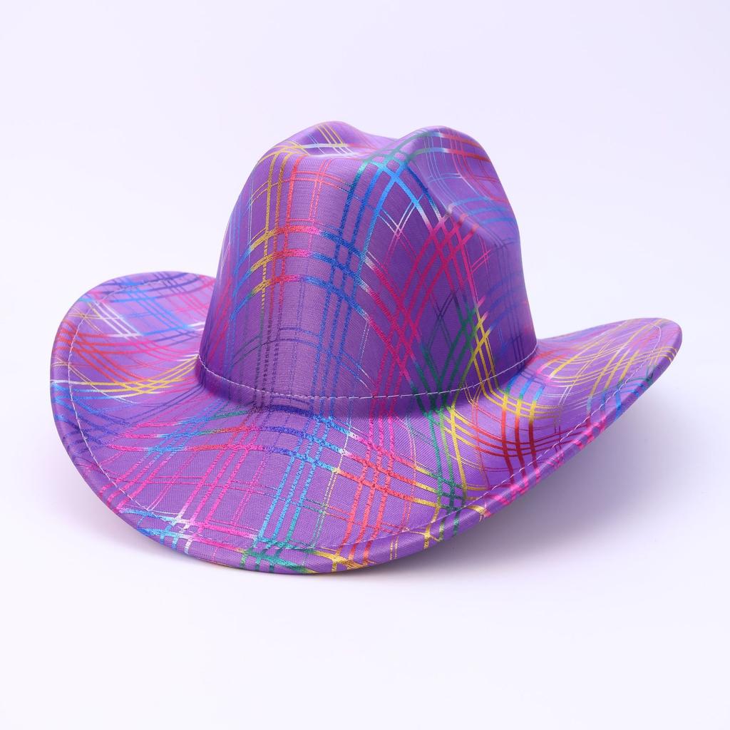 Cross-Border Amazon Hot Sale Colorful Western Cowboy Hat One-Word Hat Top Jazz Hat Festival Party Party Top Hat