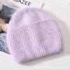 Autumn/Winter New Angora Long Plush Rabbit Fur Knit Hat, Casual Belt with Small Sequins, Warm, Thickened, Couple's Knit Hat