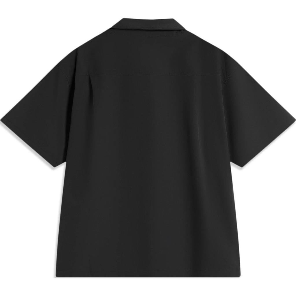 Li Ning Série Lifestyle Sportif Couleur Unie Bouton Confortable Respirant Polo Chemise à Manches Courtes Ample Homme chemises Noir ASHU239-2