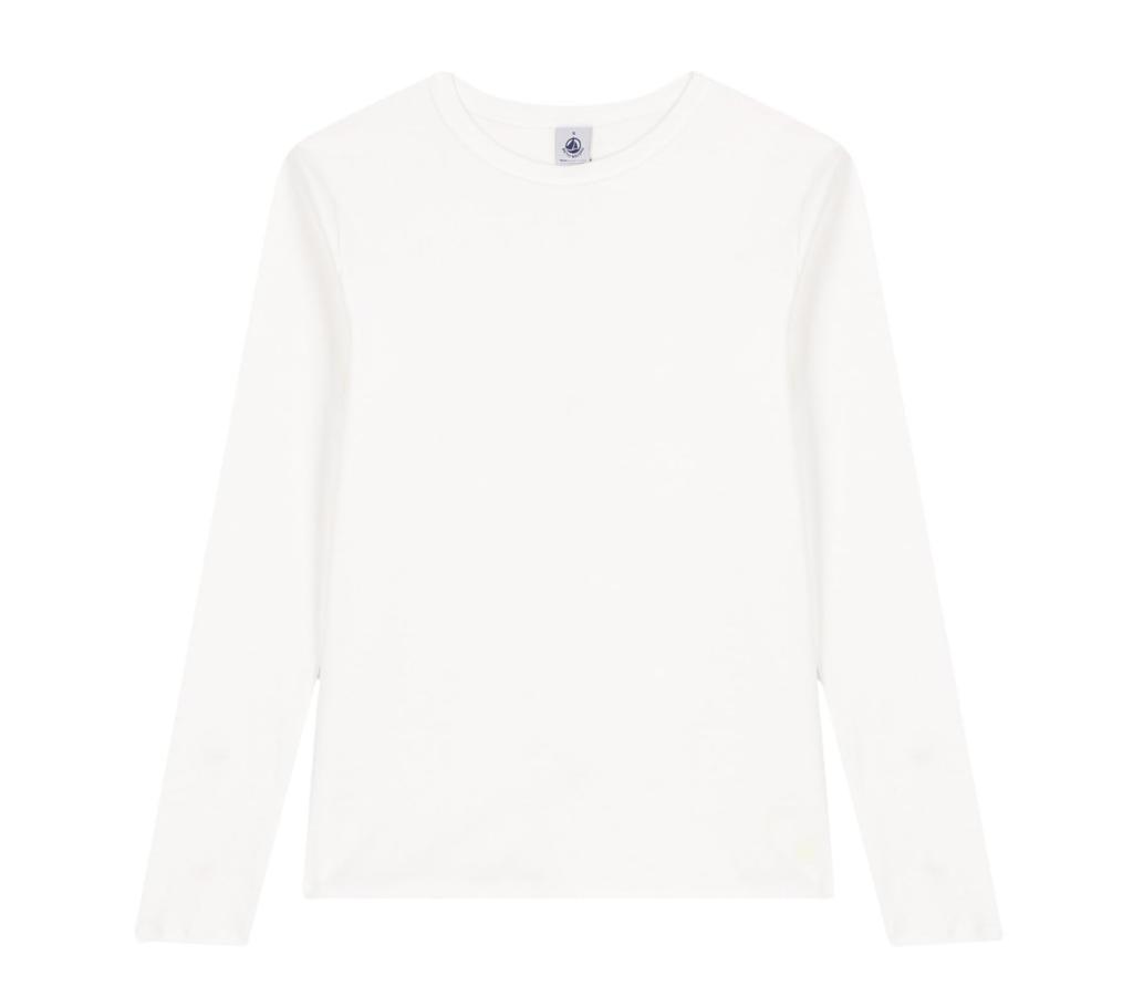 Petit Bateau Crew Neck Long Sleeve A0AKG White S T-Shirt