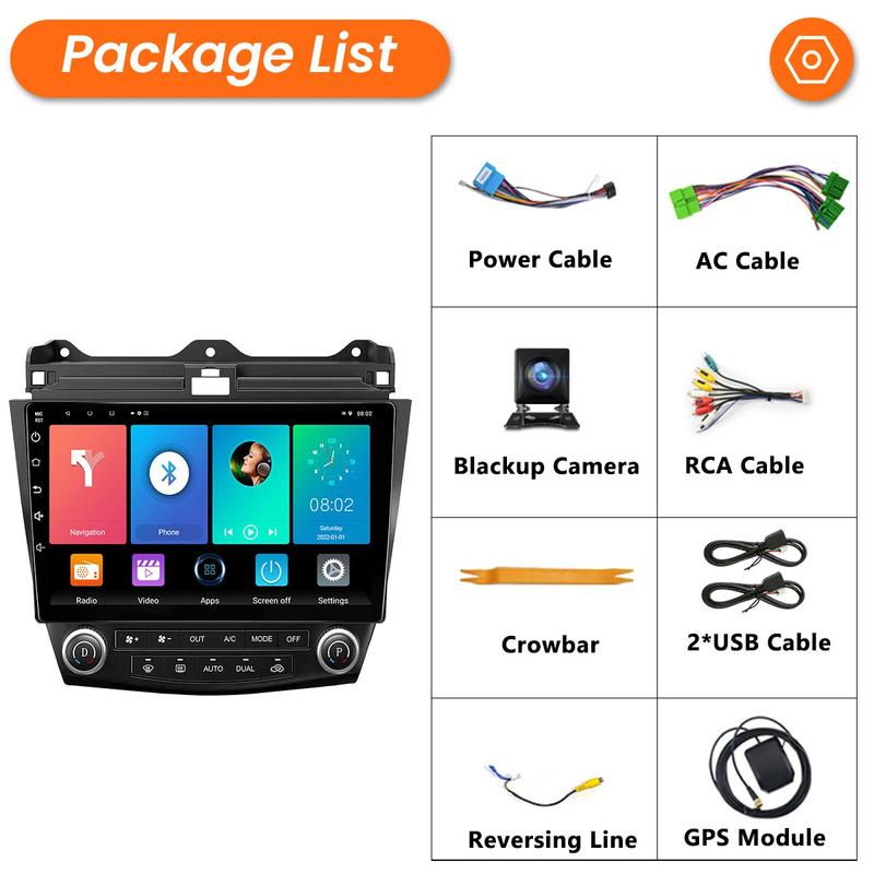 Car Radio Wireless CarPlay Android Auto with GPS WiFi BT FM Radio Android 13 for Honda Accord 7th 2003 2004 2005 2006 2007