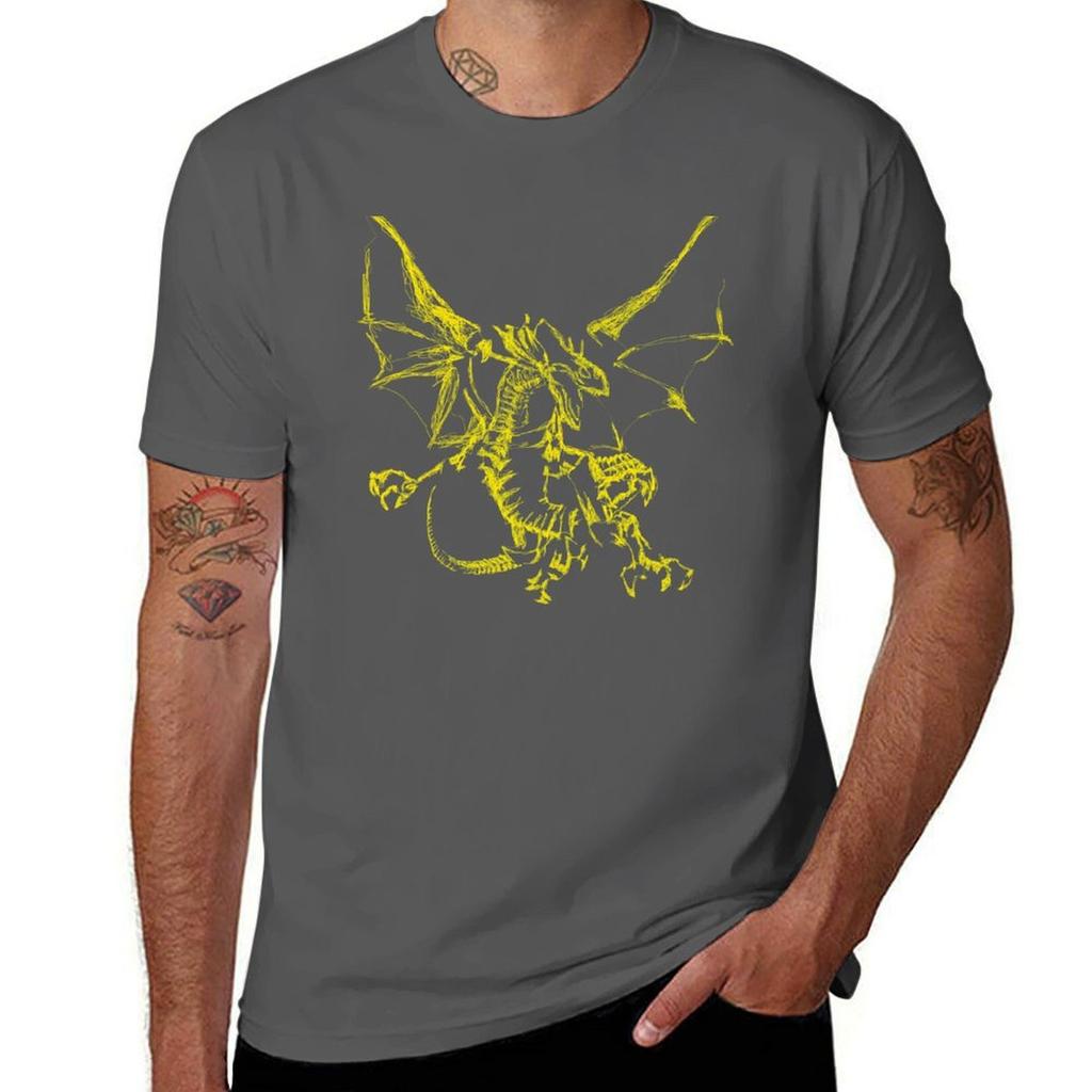 Yellow Mystic Lightning Dragon Tshirt Fashion Pattern Printed Tee Shirt