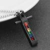 European and American Colorful Cross Rainbow Seven-color Splicing Versatile Titanium Steel Couple Pendant Necklace for Women