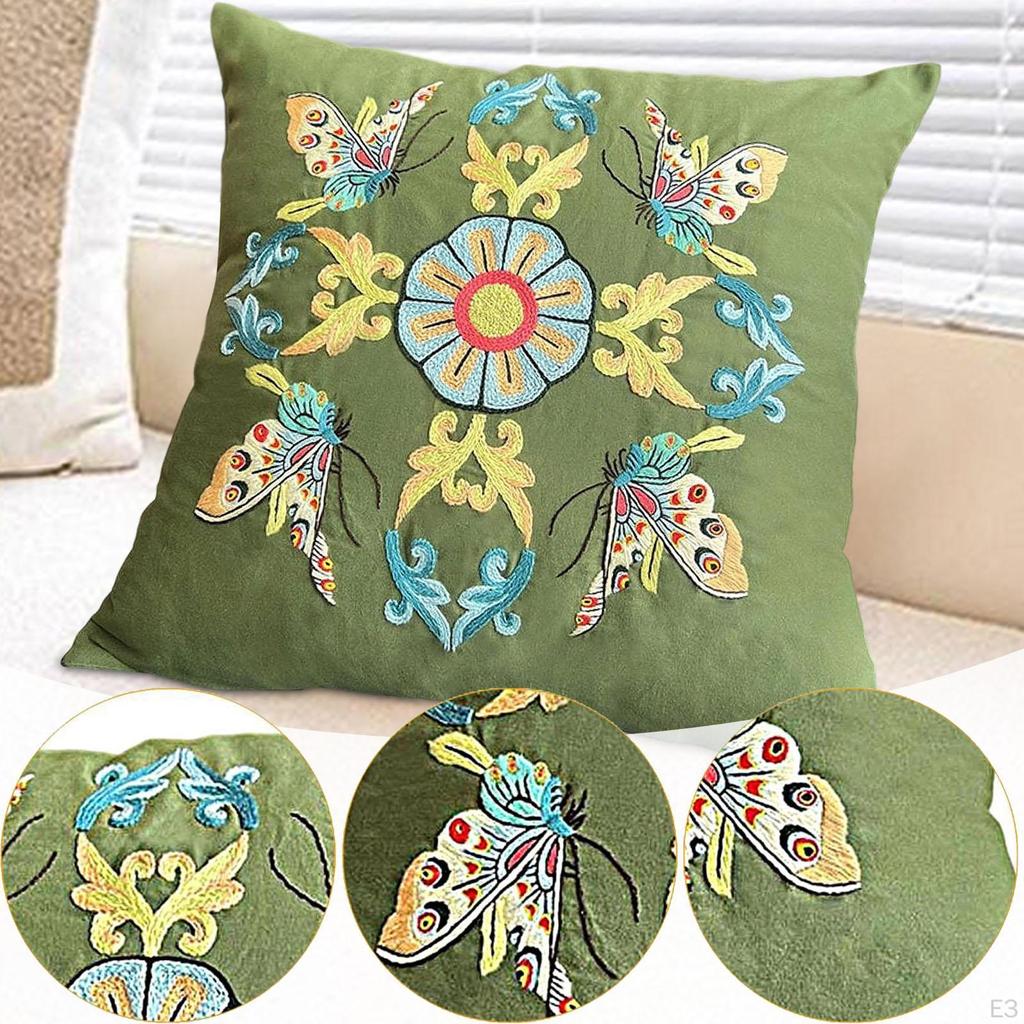 Embroidery Kit for Adults Pillow Cover Gift with Threads Cushion Floral Simple Bedroom