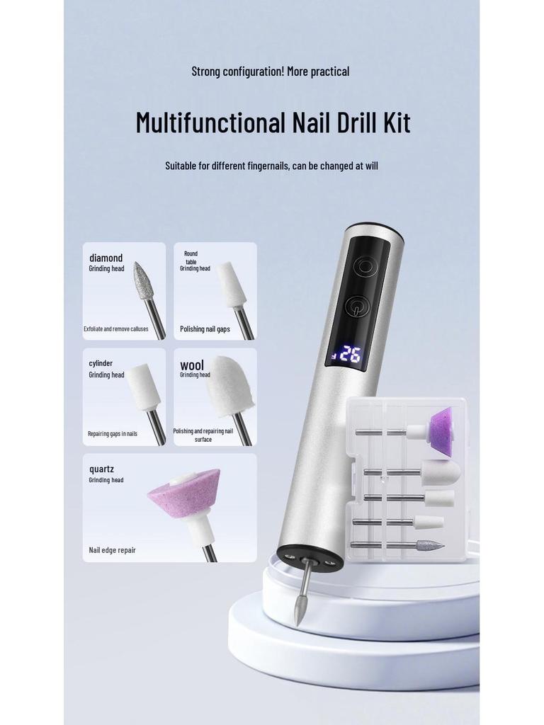 2025 USB Rechargeable Electric Nail Grinder & Engraving Pen with Digital Display and Aluminum Alloy Build