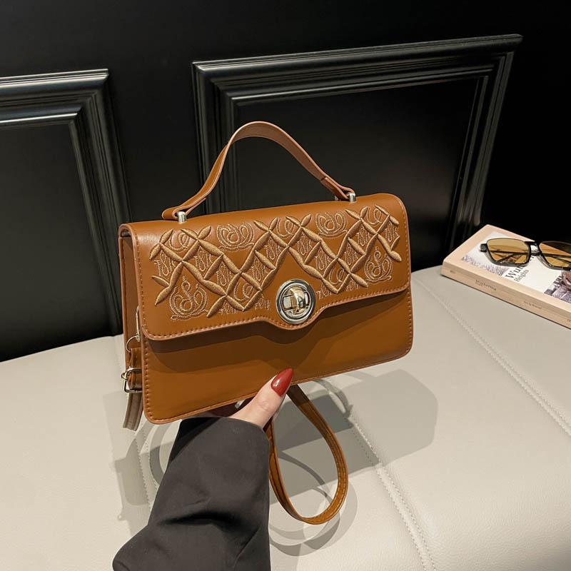 Lock Design Women's Bag New Printed Texture Women's Handbag Casual Foreign Style Shoulder Messenger Bag