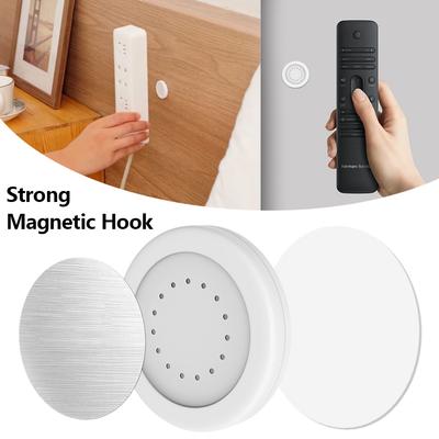 6pcs Magnetic Hooks Wall Mount Strong Magnet Remote Control Invisible Holder Fridge Sticker Home Organizer Hook No Punching Required