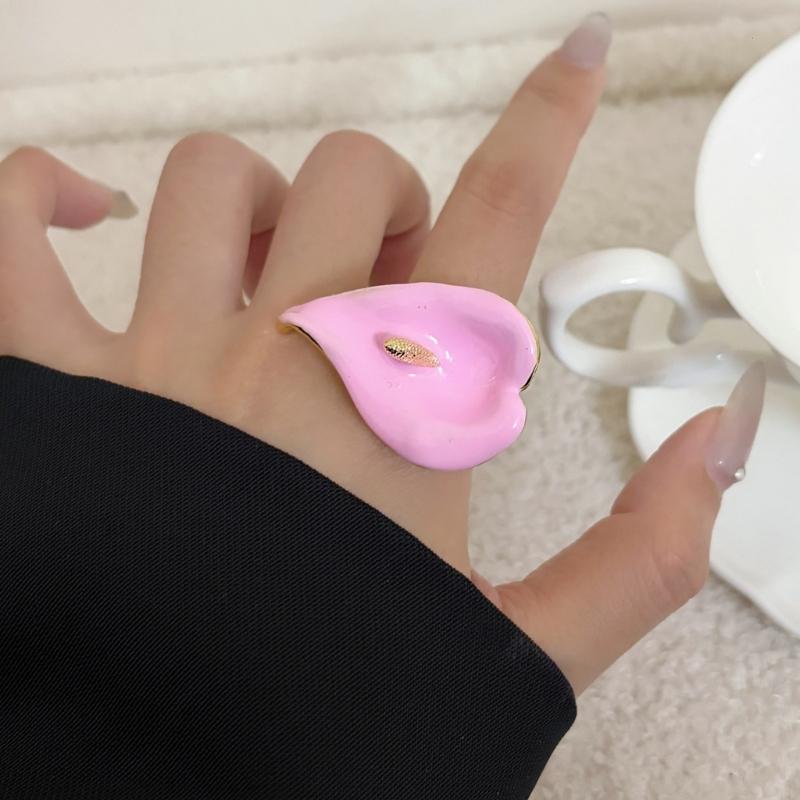 Delicate Floral Open Rings Calla Flower Adjustable Size Perfect For Layering And Gifting