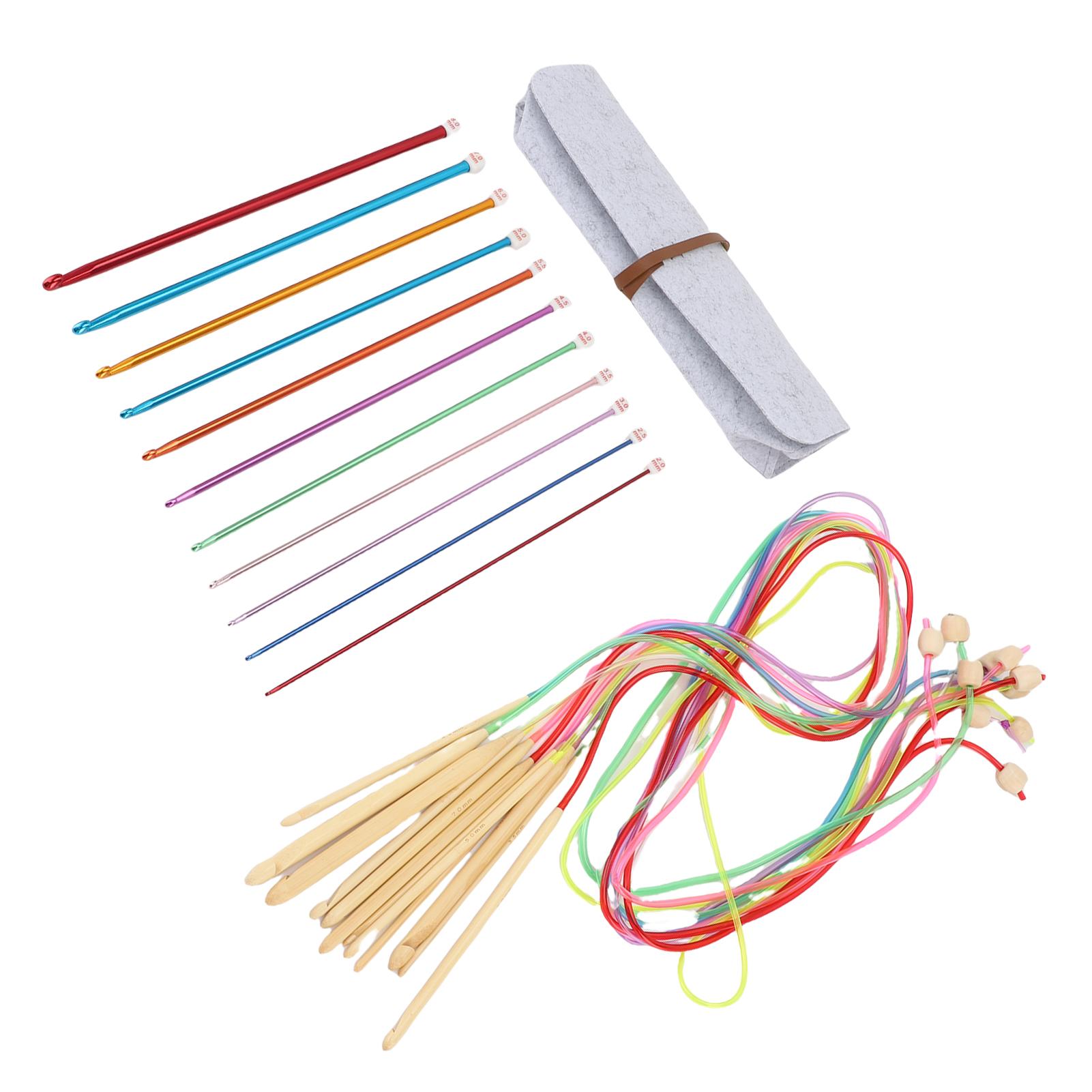 

Crochet Hooks Set 2 to 8mm Aluminum Crochet Hooks 3 to 10mm Cable Knitting Needles with Felt Storage Bag for Knitting Tools