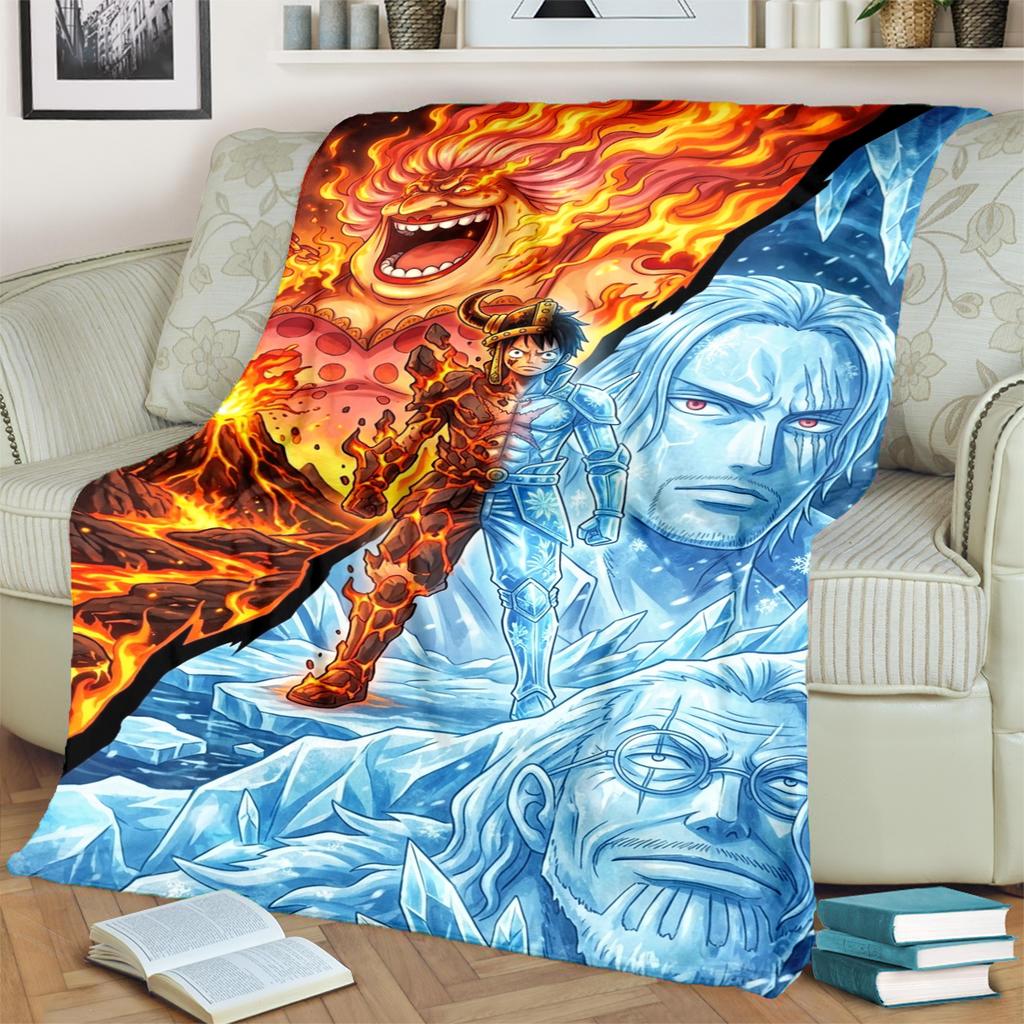 "ONE PIECE" Print Flannel Blanket Warm Comfortable for Bedrooms, Sofas, Beds, Chairs, Picnics, Travel