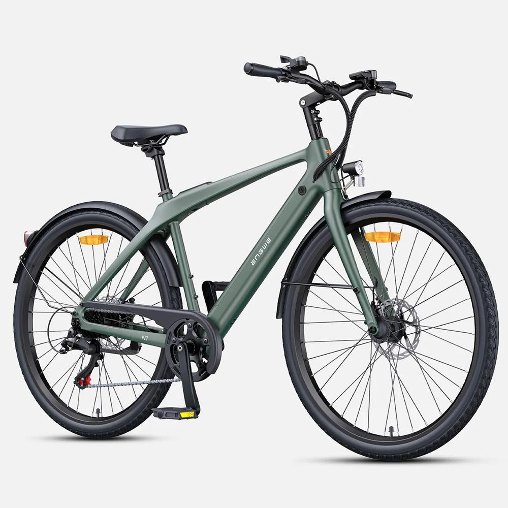 Electric Bike ENGWE N1 AIr 250W Motor Dual Disc Brake 36V 10AH Top Speed 25Km/h CIty Ebike LCD Display 7 Speed Green