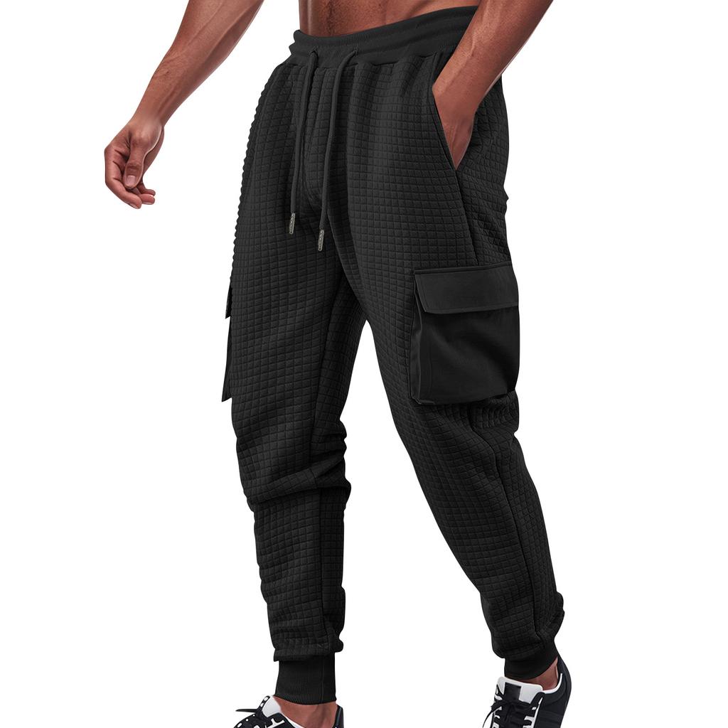 Men's Solid Color Workwear Jogger Ccasual Sports Plaid Outdoor Trousers