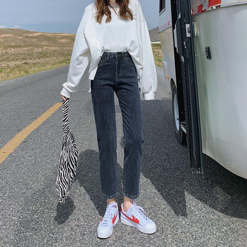 Women s Light Blue High-Waist Slim Fit Straight-Leg Denim Cigarette Pants 32