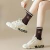 Women's Spring and Summer Versatile Socks, Anti-pilling Mid-calf Socks, Breathable Sports Cotton Socks, Boneless Seam Letter Socks