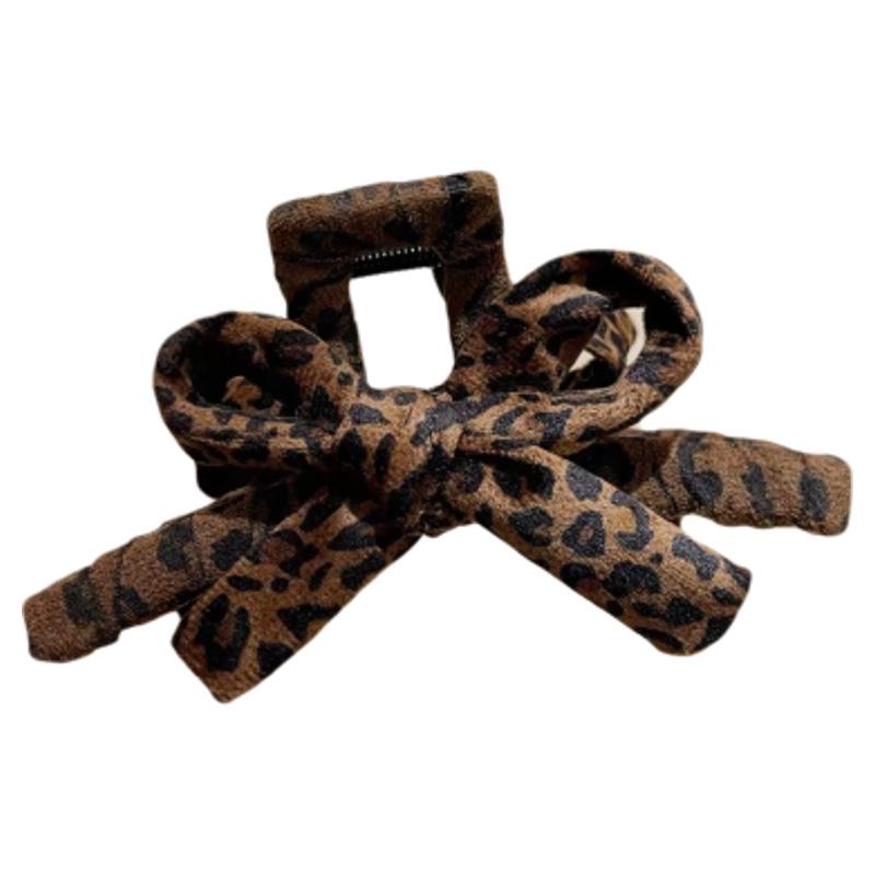 2025 High-End Women's Leopard Print Bow Claw Clip for Updos