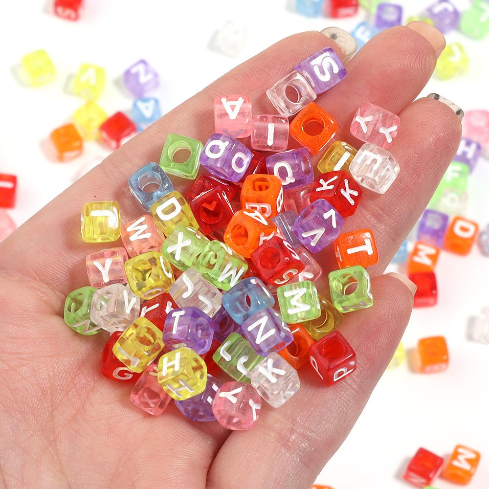 100pcs Square Acrylic Letter Beads Mixed Alphabet Loose Spacer Beads For Jewelry Making DIY Charms Necklace Bracelet Accessories