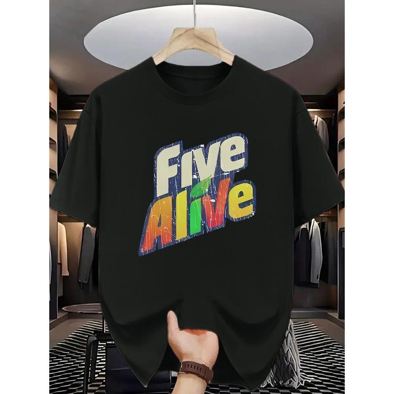 

Five Alive Men s Basketball Graphic T-Shirt - Bold Five Alive Print with Colorful Splash Design, Breathable Round Neck Casual Tee for Summer 4XL