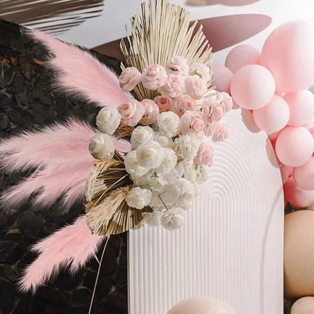 Runtow 10pcs Artificial Reed Grass ,55cm Fluffy Artificial Fake Flower Bulrush Reed Grass ,Pampas Grass Wedding Party Decor