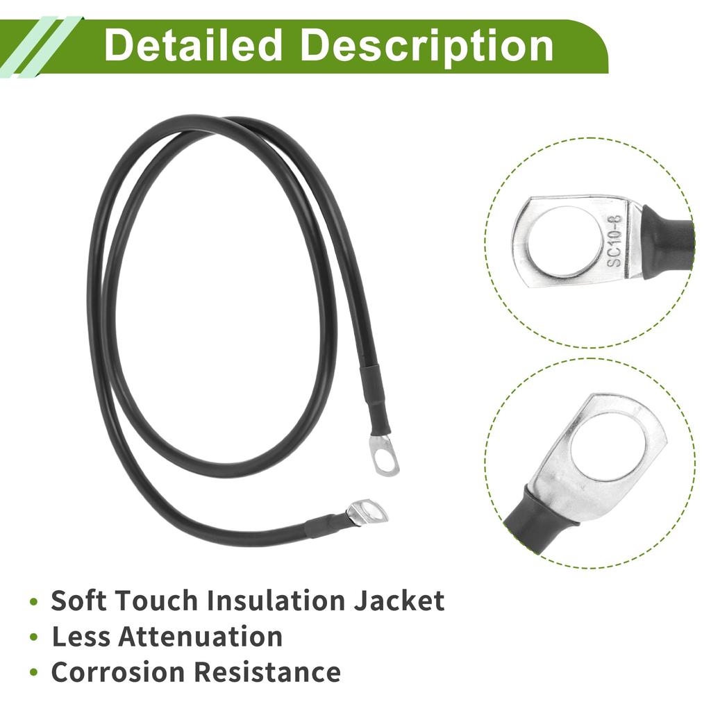 HOPESPANNER Universal 5/16" Lug Inverter Cable Black 3FT Cable Tinplated Copper 1pcs