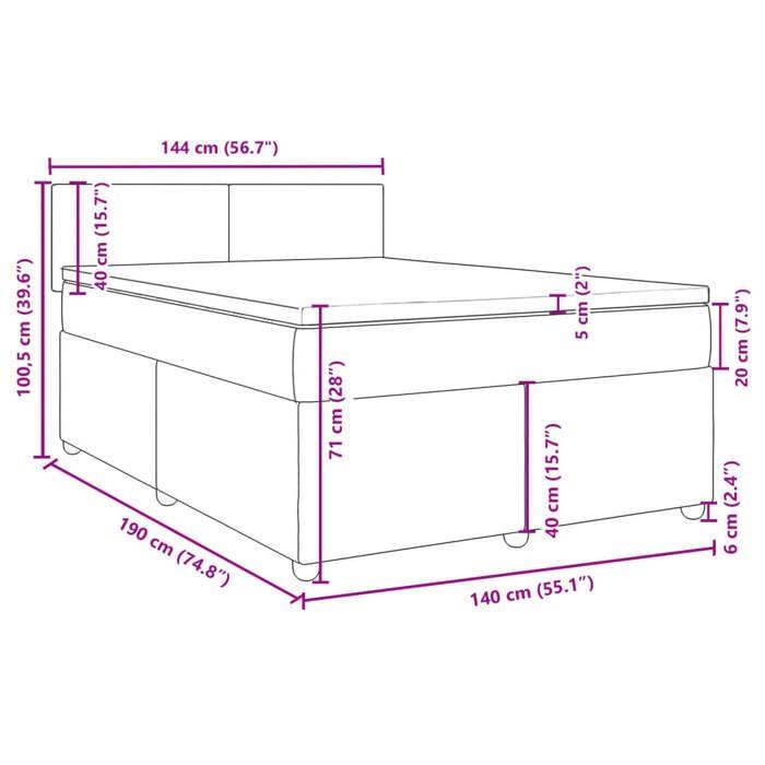 VidaXL Sommier à lattes de lit avec matelas Noir 140x190 cm Tissu 3288970