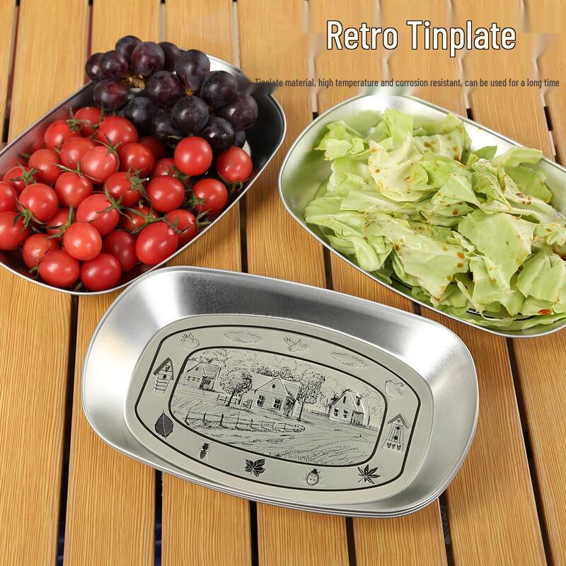 Vintage Iron Boat-Shaped Serving Tray 25*16.5*2.6cm