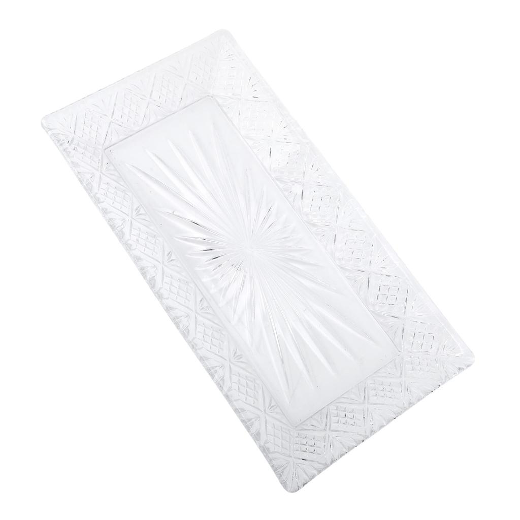 Serving Tray Rectangle Glass Platter Elegant Ample Capacity Stable Pattern Serving Dish for Dinner P