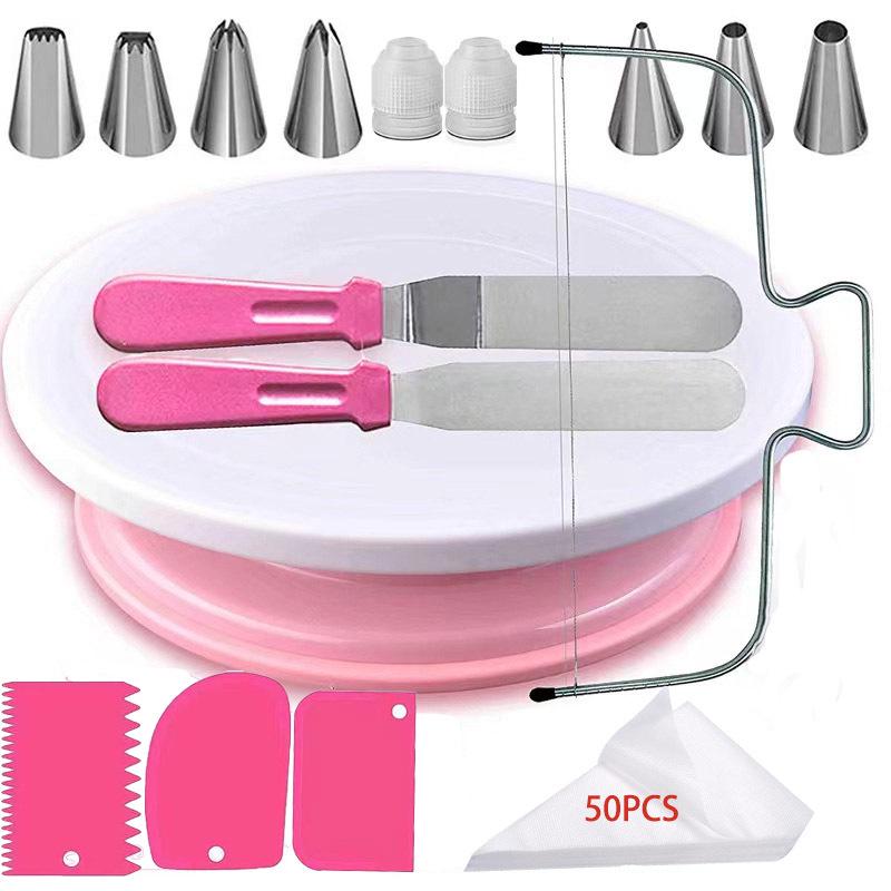 255-Piece Cookie and Cake Piping Set: Turntable, Baking Tools, Bags, and Scraper