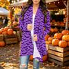 Damen Trendy Halloween-Print Langarm-Strickjacke Pullover für Lässige Herbstmode