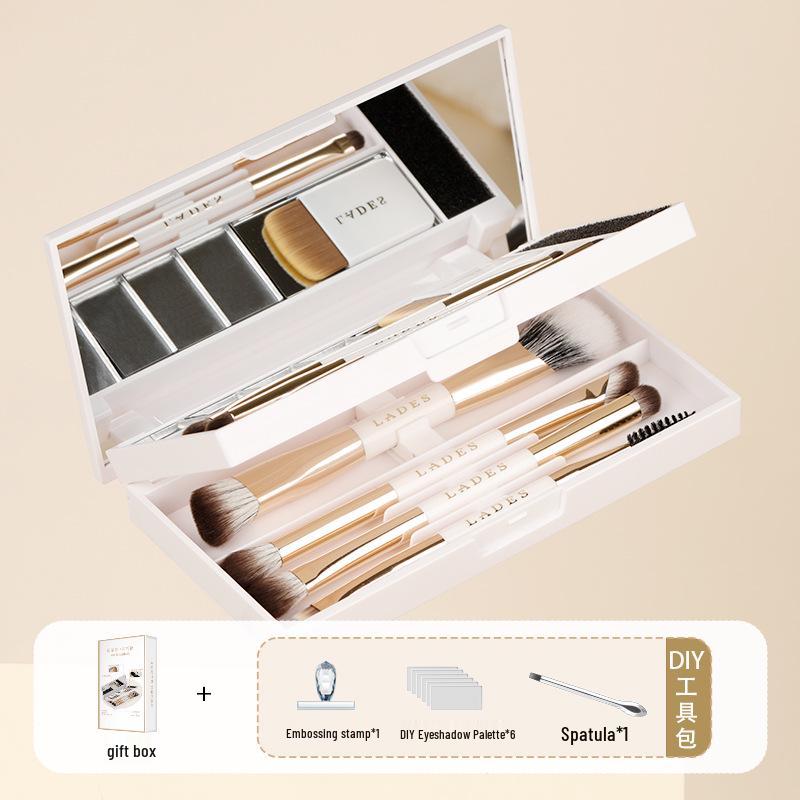 LADES 8-Piece Double-Ended Makeup Brush Set: Portable Foundation, Contour, and Eyeshadow Brushes