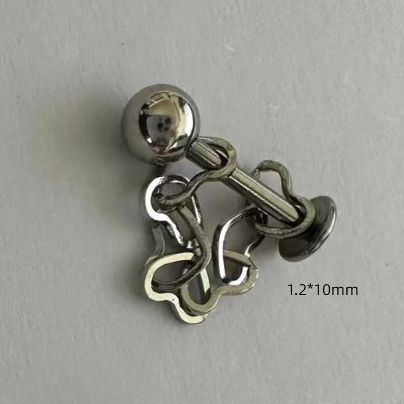 16G Love Heart Chain Lip Stud Stainless Steel  Simple Detachable Piercing Cartilage Stud Earrings Body Jewelry Daily Wear