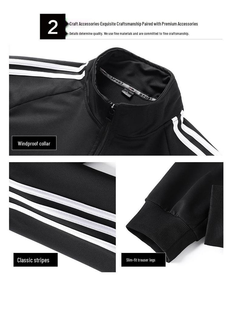 Men's Slim Fit Casual Set: Korean Style Teen Solid Color Sportswear for Spring & Autumn