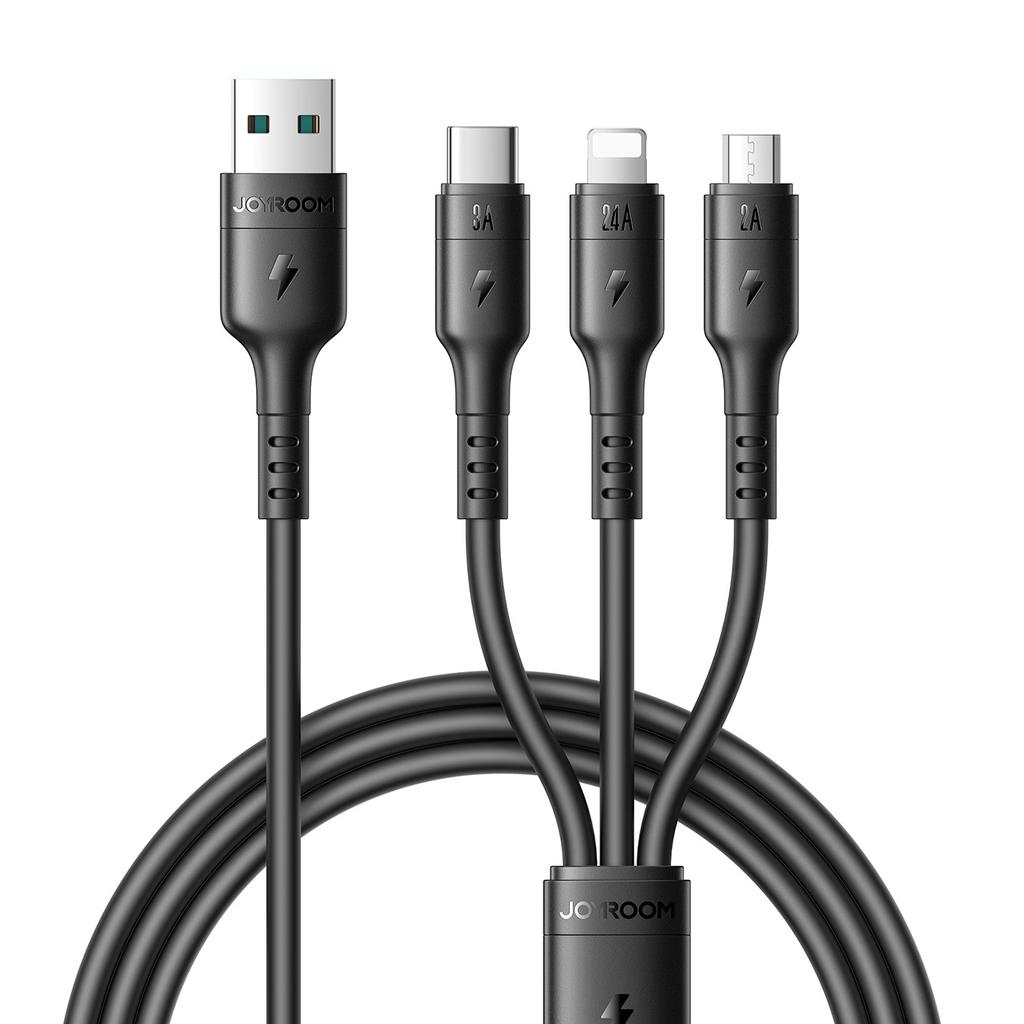 JOYROOM S-A61 3 in 1 Charging Cable USB-A to Type-C/iP/Micro USB 3.5A 1.2m Fast Charging Cord