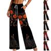 Damen Hose mit lockerem Schnitt und weitem Bein mit Halloween-Print und Taschen für lässige Herbst-Outfits